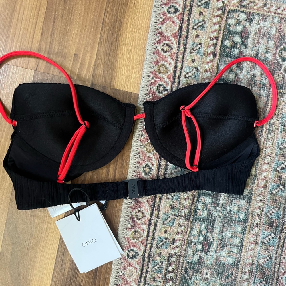 Onia Johanna Top Black Red Spaghetti Underwire Support Bikini Top Size XS NWT - Picture 5 of 8